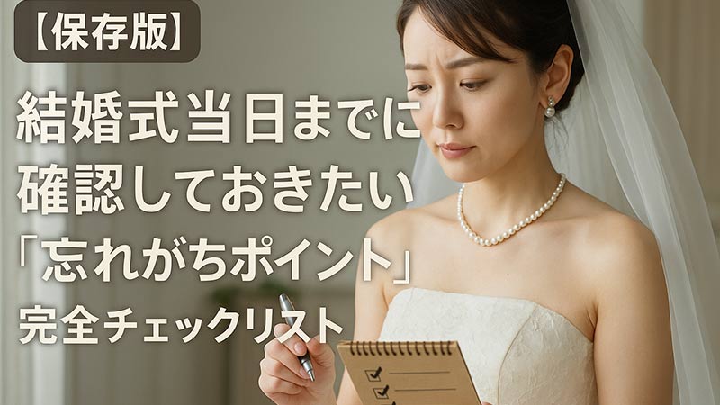 【保存版】結婚式当日までに確認しておきたい「忘れがちポイント」完全チェックリスト