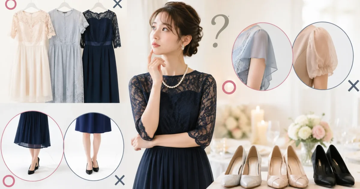 「これって結婚式にOK？」お呼ばれドレスのマナーを徹底解説！白っぽい色・丈・袖・靴は？