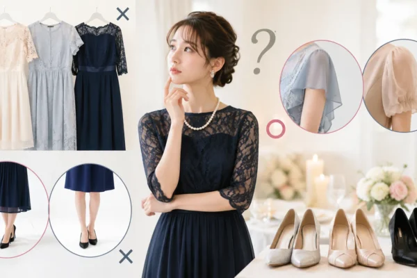 「これって結婚式にOK？」お呼ばれドレスのマナーを徹底解説！白っぽい色・丈・袖・靴は？