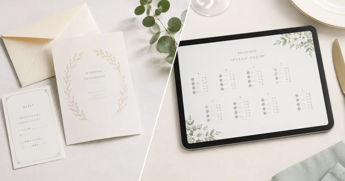 結婚式のペーパーアイテムはWebで安くなる？｜招待状は3分の1、席次表は逆転