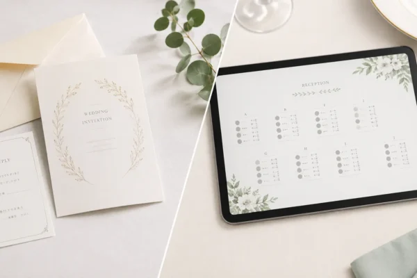 結婚式のペーパーアイテムはWebで安くなる？｜招待状は3分の1、席次表は逆転